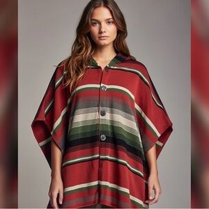 Elegant Multicolor Striped Poncho